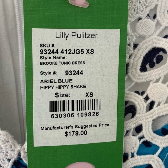 NEW Lilly Pulitzer Brooke Tunic Dress Hippy Hippy Shake Embroidered Pattern Blue - Picture 8 of 9